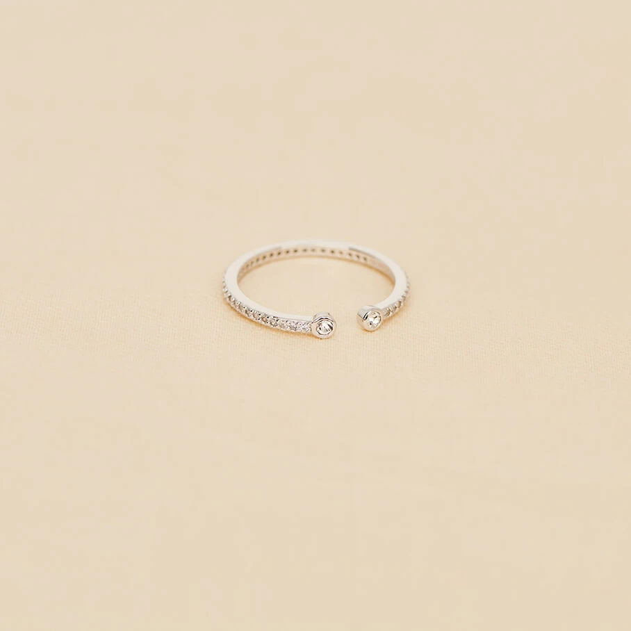 Bague Fine UNIQUE - Cristal / Argenté 3 Bague Fine UNIQUE - Cristal / Argenté