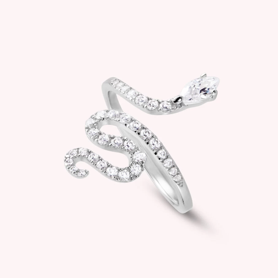 Bague Large SNAKY - Cristal / Argenté 3 Bague Large SNAKY - Cristal / Argenté