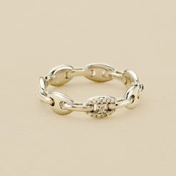 Bague Fine ETREINTE - Cristal / Argenté