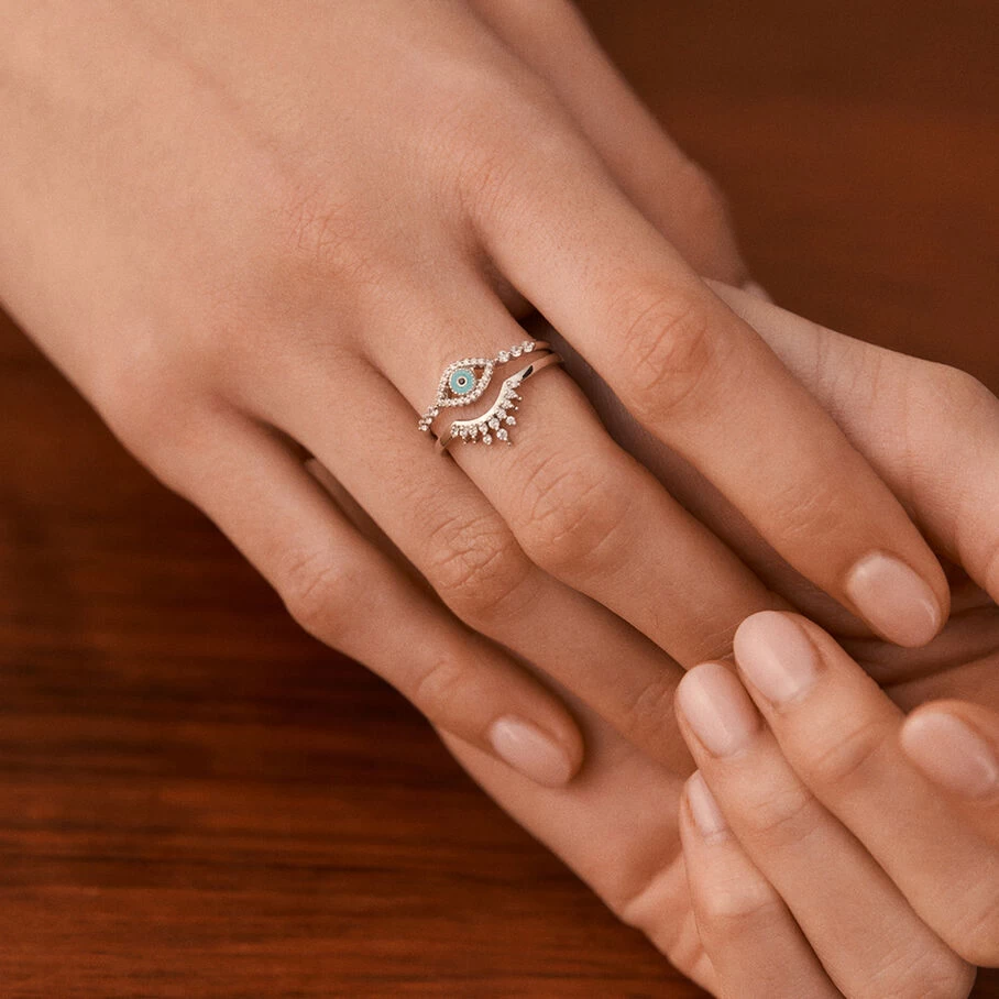 Bague Fine LUCKY EYE - Turquoise / Argenté 4 Bague Fine LUCKY EYE - Turquoise / Argenté – Image 2