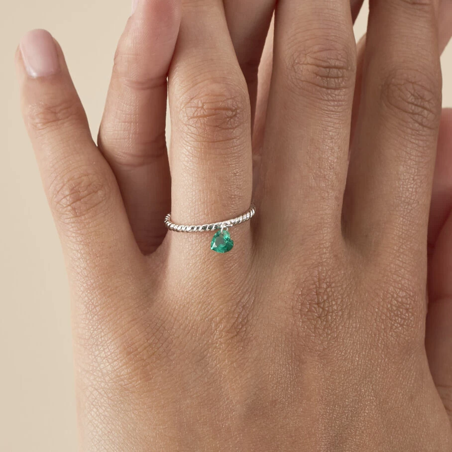 Bague Fine BEGUIN - Vert / Argenté 4 Bague Fine BEGUIN - Vert / Argenté – Image 2