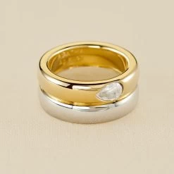 Bague Large DUA - Argenté / Doré