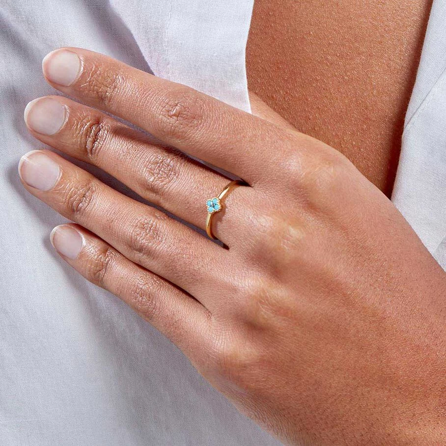 Bague Fine BELOVED - Turquoise / Doré 4 Bague Fine BELOVED - Turquoise / Doré – Image 2