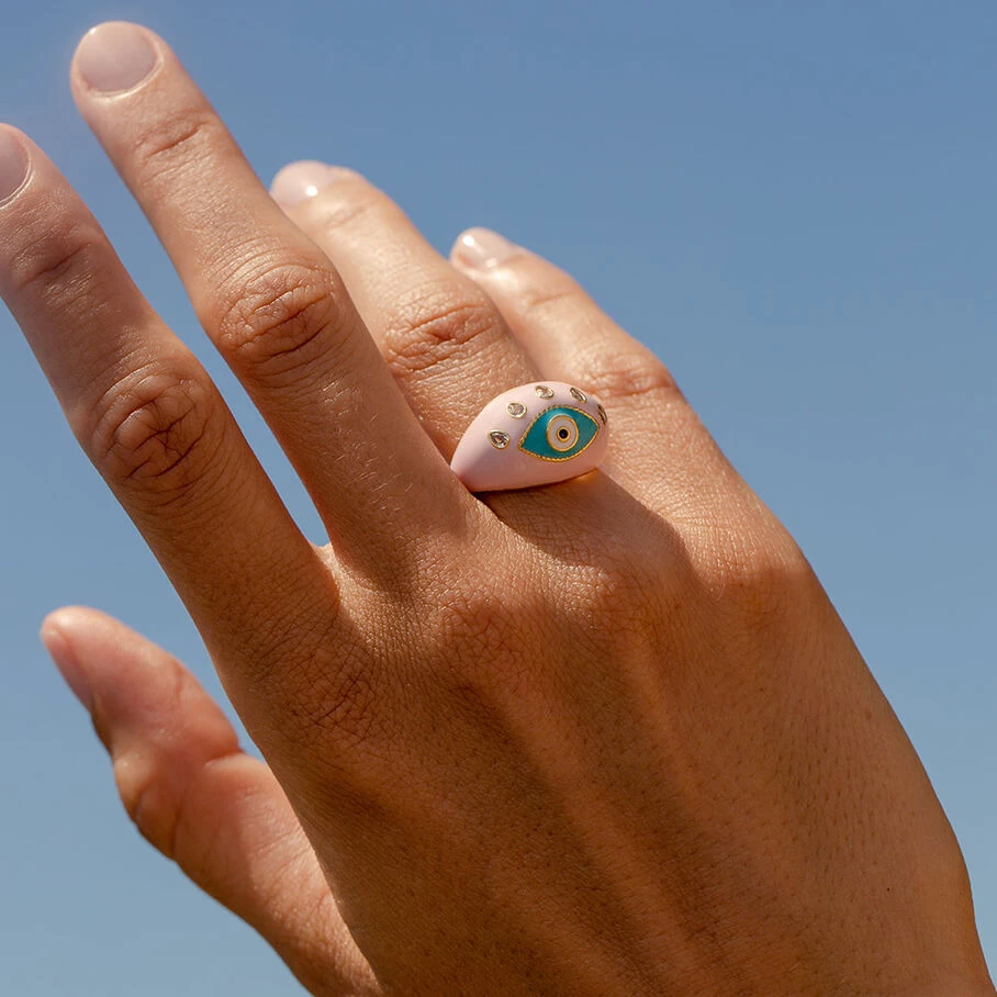 Bague Large CYCLADES - Rose Pâle/ Doré 4 Bague Large CYCLADES - Rose Pâle/ Doré – Image 2