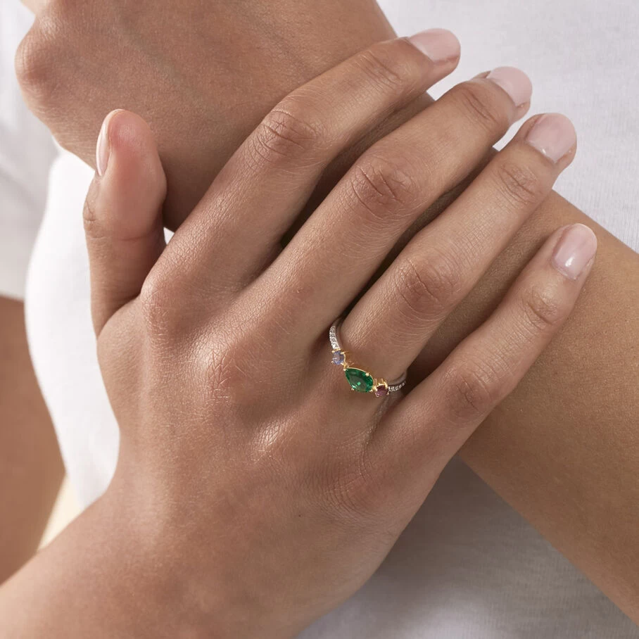 Bague Fine ASTRE - Multicolore / Doré 4 Bague Fine ASTRE - Multicolore / Doré – Image 2