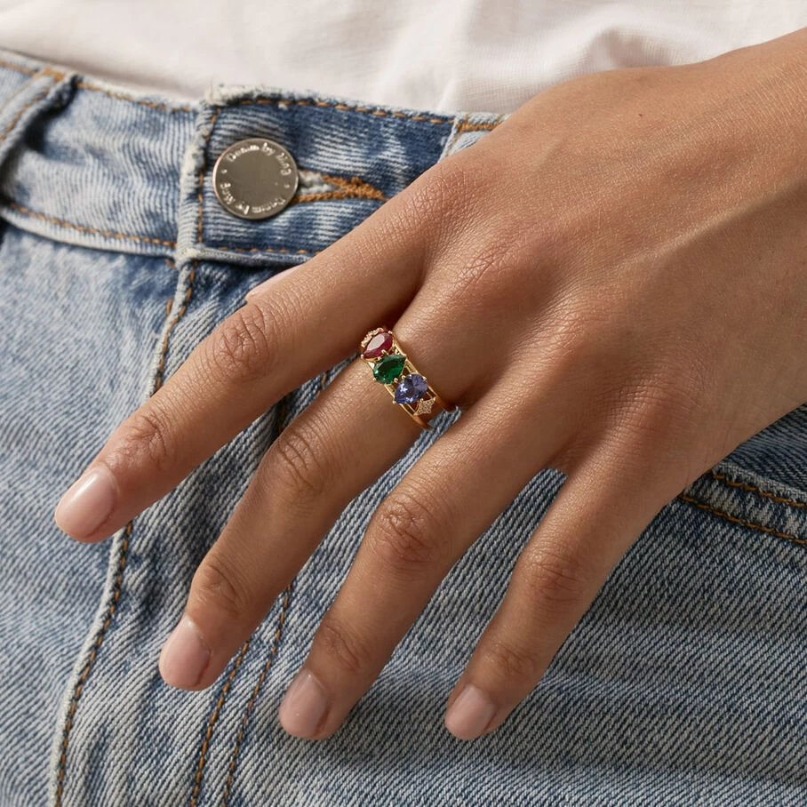 Bague Large ASTRE - Multicolore / Doré 4 Bague Large ASTRE - Multicolore / Doré – Image 2