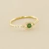 Bague Fine LUCKY EYE - Vert / Doré