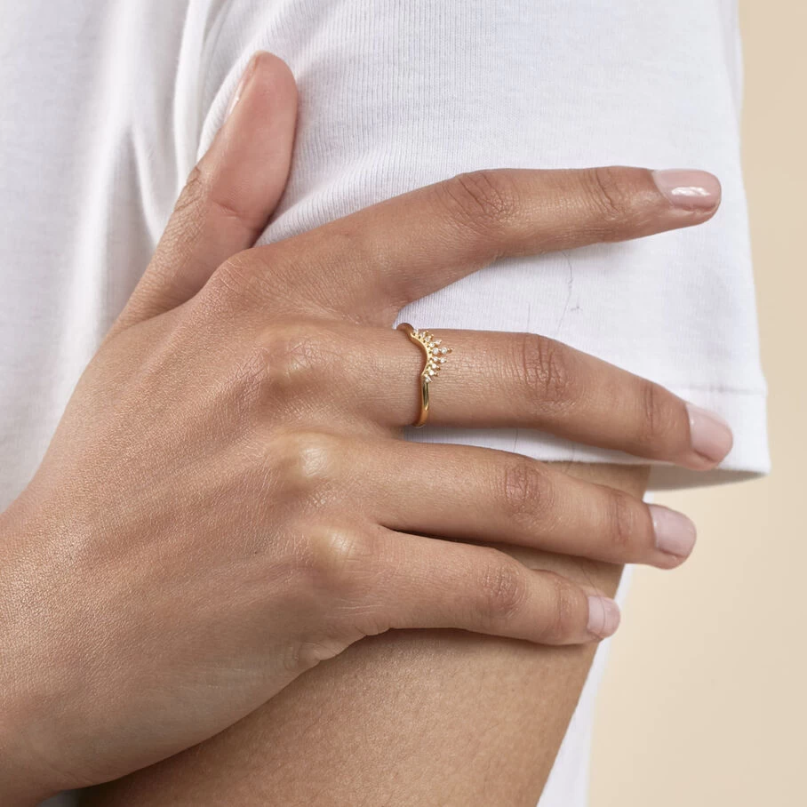 Bague Fine LUCKY EYE - Cristal / Doré 4 Bague Fine LUCKY EYE - Cristal / Doré – Image 2