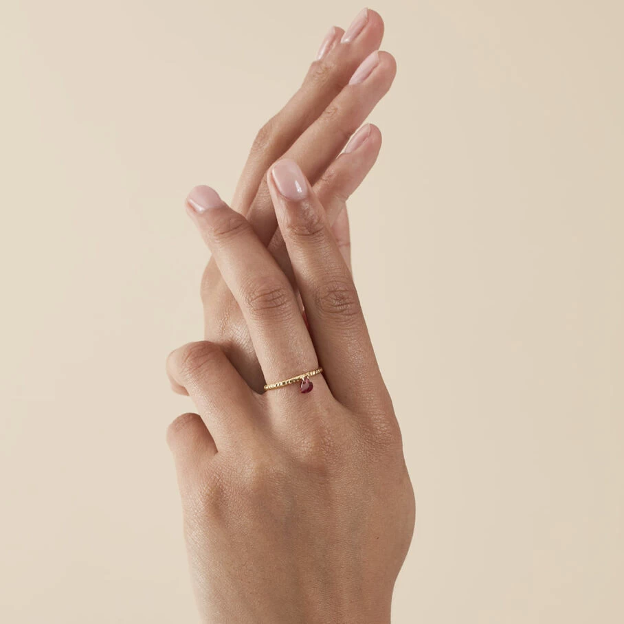 Bague Fine BEGUIN - Rouge / Doré 3 Bague Fine BEGUIN - Rouge / Doré – Image 2