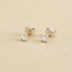 Boucles D'oreilles Puces SOL - Cristal / Argenté