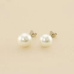 Boucles D'oreilles Puces PERL - Perle / Argenté