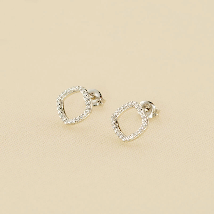 Boucles D'oreilles Puces SISSI - Cristal / Argenté 3 Boucles D'oreilles Puces SISSI - Cristal / Argenté