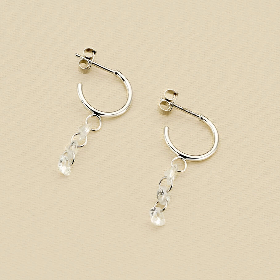 Créoles PETILLE - Cristal / Argenté 3 Créoles PETILLE - Cristal / Argenté