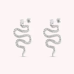 Boucles D'oreilles Pendantes SNAKY - Cristal / Argenté