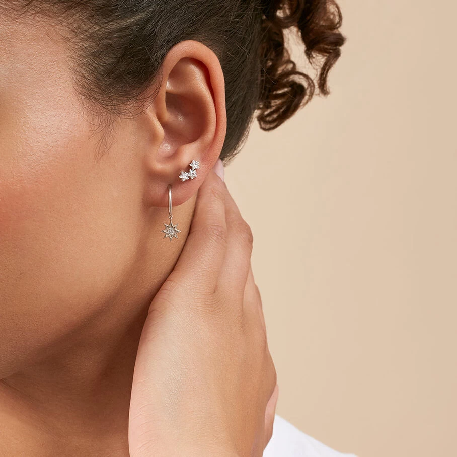 Piercing Créole BIG STAR - Cristal / Argenté 3 Piercing Créole BIG STAR - Cristal / Argenté – Image 2