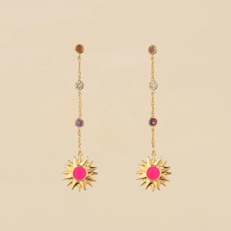 Boucles D'oreilles Pendantes RODEO - Multicolore / Doré 3 Boucles D'oreilles Pendantes RODEO - Multicolore / Doré