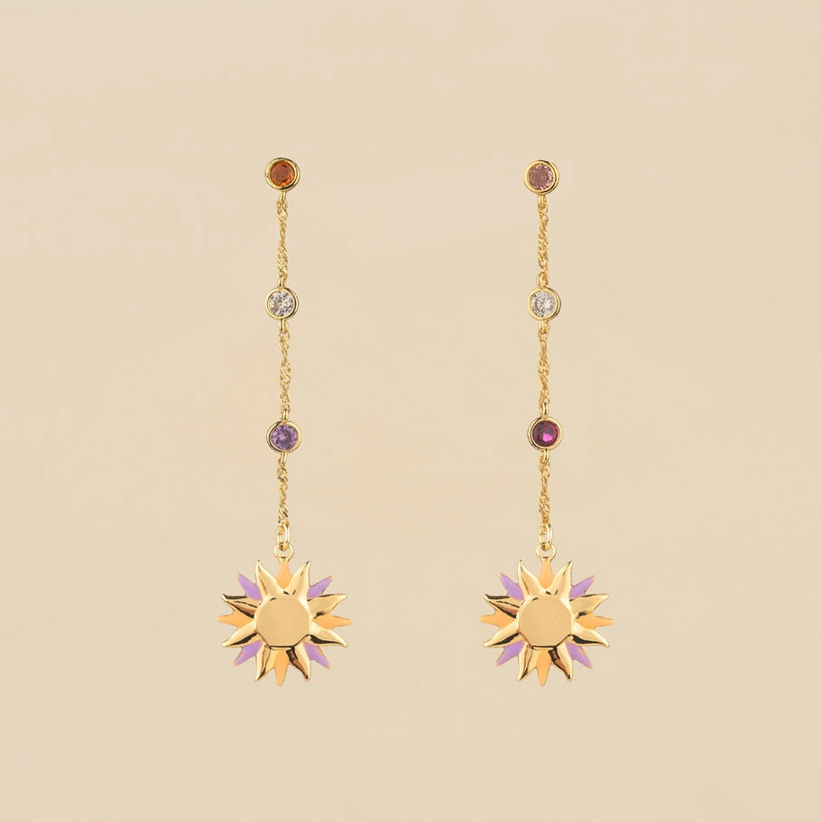 Boucles D'oreilles Pendantes RODEO - Multicolore / Doré 4 Boucles D'oreilles Pendantes RODEO - Multicolore / Doré – Image 2