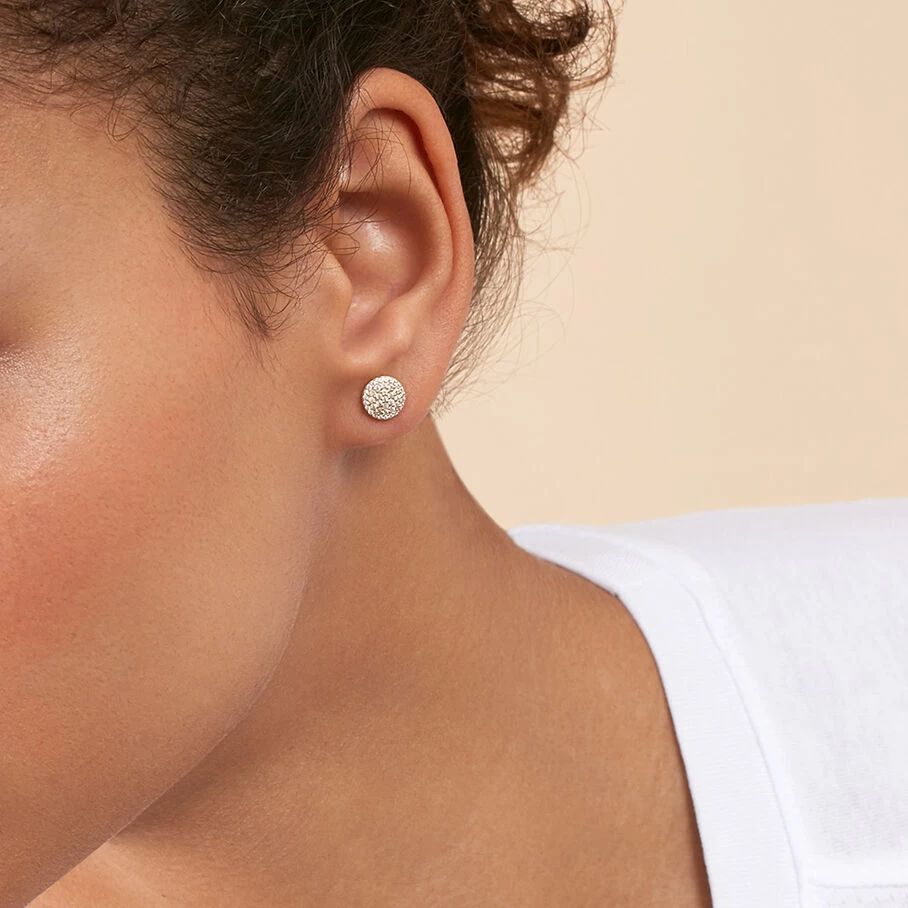 Boucles D'oreilles Puces CRISTAL - Cristal / Doré 4 Boucles D'oreilles Puces CRISTAL - Cristal / Doré – Image 2