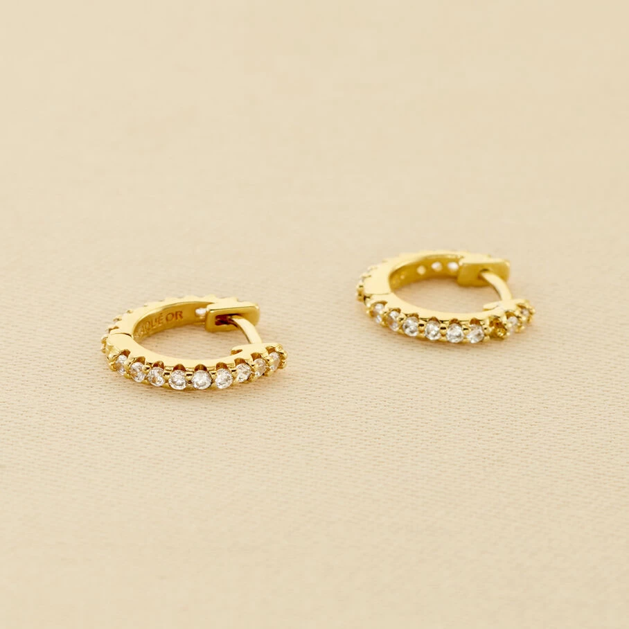 Créoles AUSTRAL - Cristal / Doré 3 Créoles AUSTRAL - Cristal / Doré