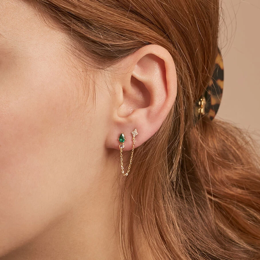 Piercing Puce ASTRAL - Vert / Doré 4 Piercing Puce ASTRAL - Vert / Doré – Image 2