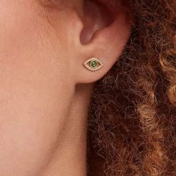 Boucles D'oreilles Puces LUCKY EYE - Vert / Doré -Accessoires De Mode 02390790 658 TU M2