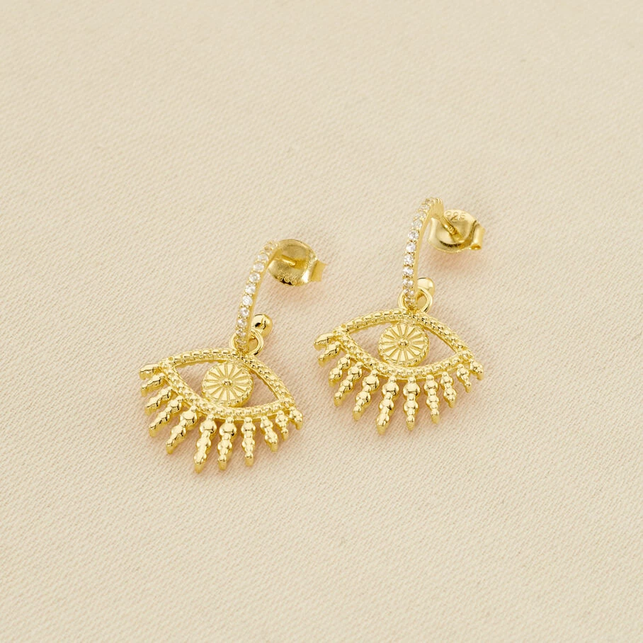 Créoles LUCKY EYE - Vert / Doré 4 Créoles LUCKY EYE - Vert / Doré – Image 2