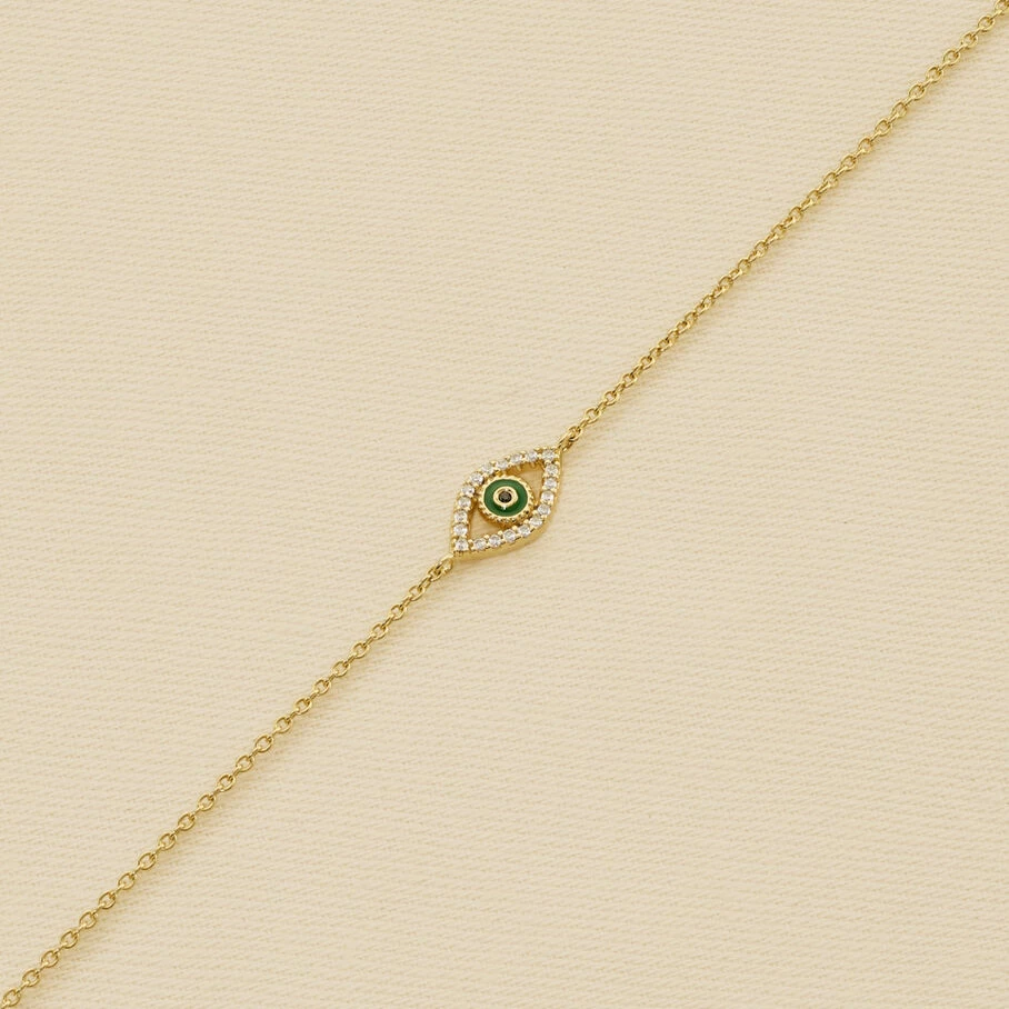 Bracelet Souple LUCKY EYE - Vert / Doré 3 Bracelet Souple LUCKY EYE - Vert / Doré