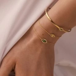Bracelet Souple LUCKY EYE - Vert / Doré 9 Bracelet Souple LUCKY EYE - Vert / Doré -Accessoires De Mode 02490085 658 TU M2