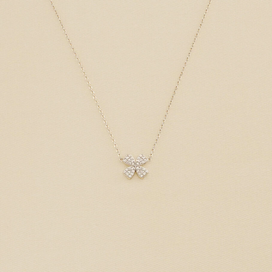 Collier Ras Du Cou TREFLE - Cristal / Argenté 3 Collier Ras Du Cou TREFLE - Cristal / Argenté