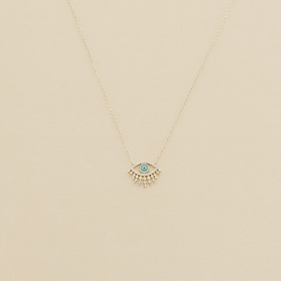 Collier Mi-long LUCKY EYE - Turquoise / Argenté 3 Collier Mi-long LUCKY EYE - Turquoise / Argenté
