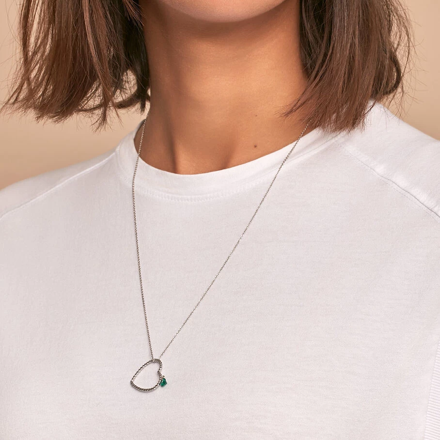 Collier Mi-long BEGUIN - Vert / Argenté 4 Collier Mi-long BEGUIN - Vert / Argenté – Image 2