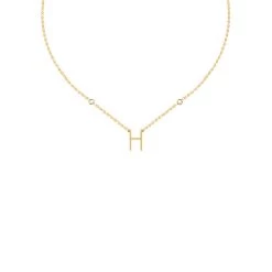Collier Ras Du Cou LETTRE H - Cristal / Doré