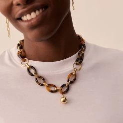 Collier Mi-long BOUCLE - Ecaille / Doré -Accessoires De Mode 02680142 173 TU M2