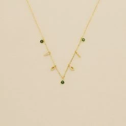 Accessoires De Mode 36 Collier Ras Du Cou LUCKY EYE - Vert / Doré