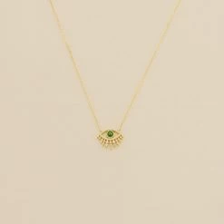 Collier Mi-long LUCKY EYE - Vert / Doré