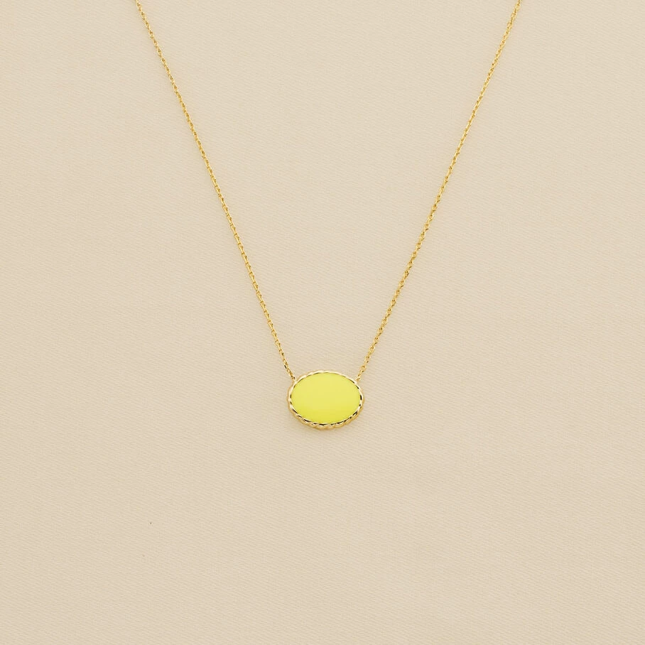 Collier Mi-long ATMA - Amazonite/ Jaune 4 Collier Mi-long ATMA - Amazonite/ Jaune – Image 2